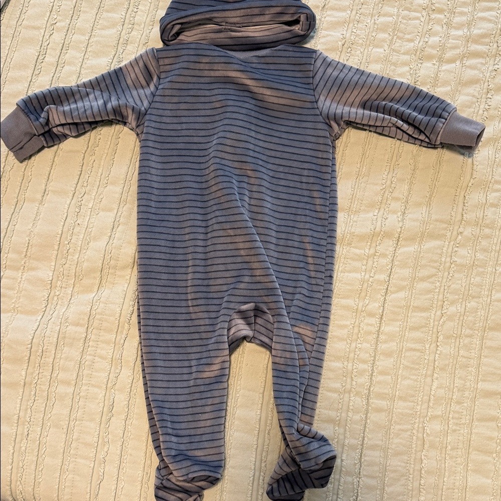 Carters Baby Striped Footed One-Piece with Hat - Picture 6 of 6